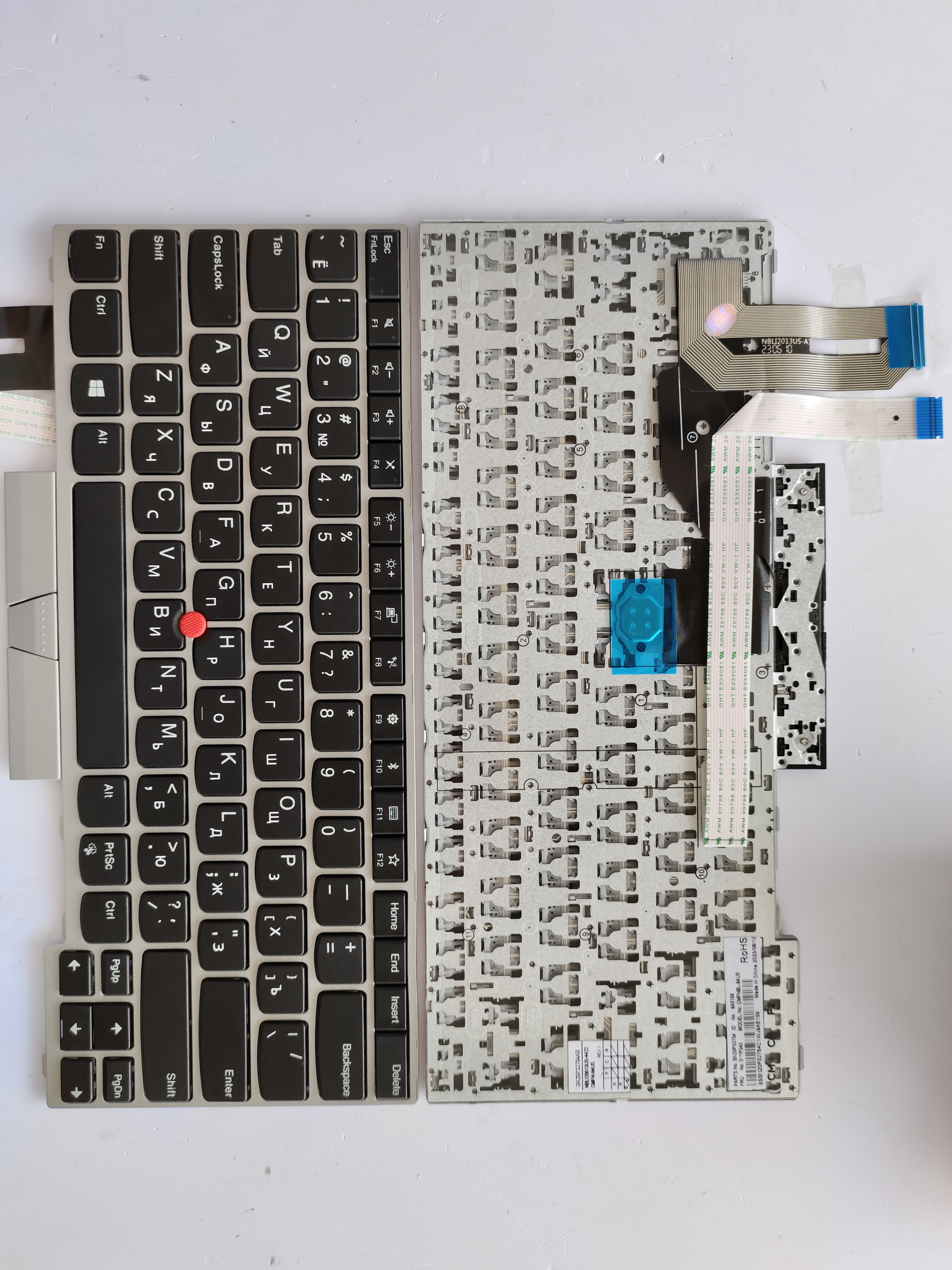 Picture of New Replacement Laptop Keyboard For IBM E480/T490/E490/T480S/L480/L380/R480/L390/E495 SILVER FRAME BLACK With Point (OEM) RU Layout